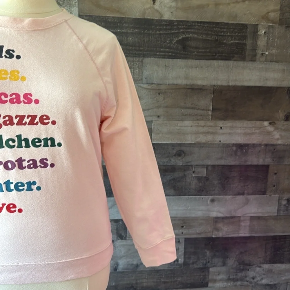 NWT! J.Crew Girls sweatshirt large pastel pink Barbiecore rainbow hyper feminine
